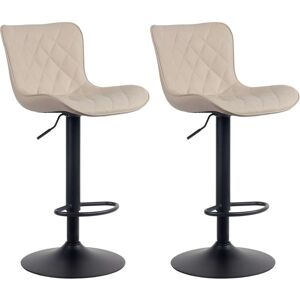 CLP Lot de 2 tabourets de bar ajustables pivotants similicuir Creme