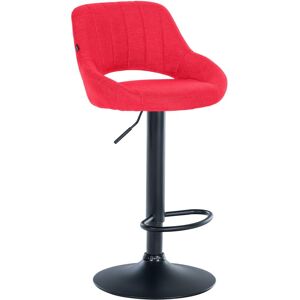 CLP Tabouret de bar en tissu ajustable pivotant tissu Rouge