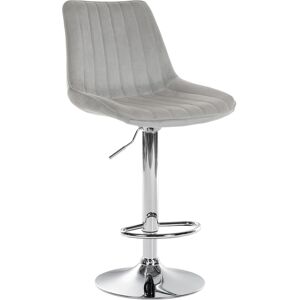 CLP Tabouret de bar velours ajustable pivotant velours Gris