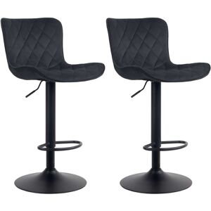 CLP Lot de 2 tabourets de bar ajustables pivotants velours Noir