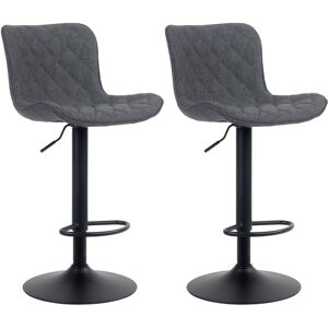 CLP Lot de 2 tabourets de bar ajustables pivotants tissu Noir