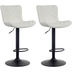 CLP Lot de 2 tabourets de bar ajustables pivotants tissu Creme