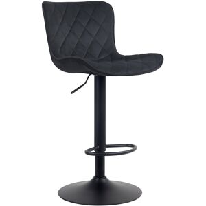 CLP Tabouret de bar ajustable pivotant velours Noir