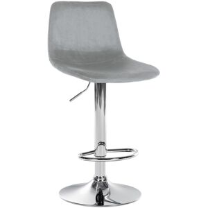 CLP Tabouret de bar velours ajustable pivotant velours Gris