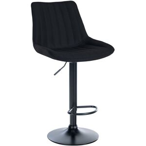 CLP Tabouret de bar en tissu ajustable pivotant tissu Noir