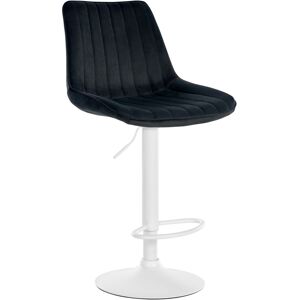 CLP Tabouret de bar velours ajustable pivotant velours Noir