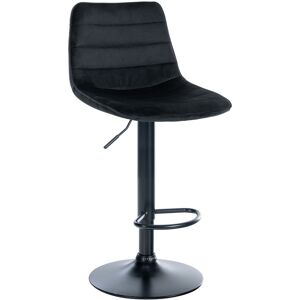 CLP Tabouret de bar reglable pivotant en velours Noir