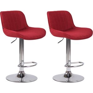 CLP Lot de 2 Tabourets de bar reglable en tissu Rouge