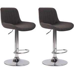 CLP Lot de 2 Tabourets de bar reglable en tissu Gris fonce