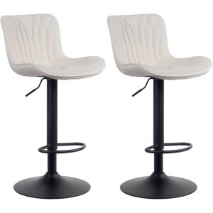 CLP Lot de 2 tabourets de bar ajustables en velours Creme