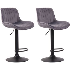 CLP Lot de 2 tabourets de bar reglables en velours Gris fonce