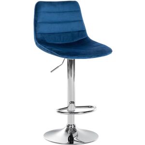 CLP Tabouret de bar reglable pivotant en velours Bleu