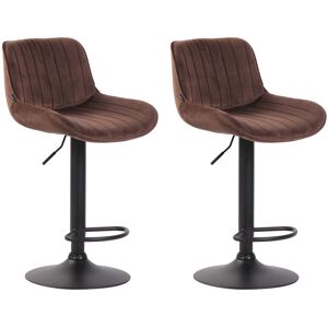 CLP Lot de 2 tabourets de bar reglables en velours Marron