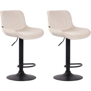 CLP Lot de 2 tabourets de bar reglables en velours Creme