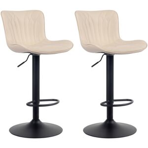 CLP Lot de 2 tabourets de bar ajustables en similicuir Creme