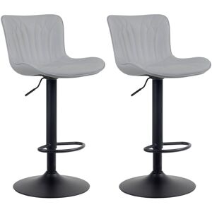 CLP Lot de 2 tabourets de bar ajustables en similicuir Gris