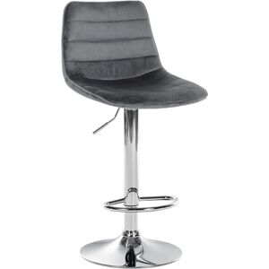 CLP Tabouret de bar reglable pivotant en velours Gris fonce