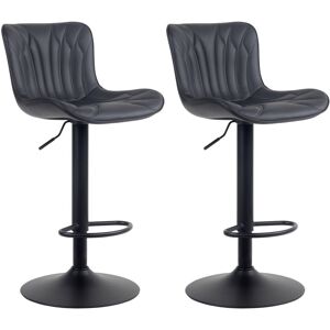 CLP Lot de 2 tabourets de bar ajustables en similicuir Noir