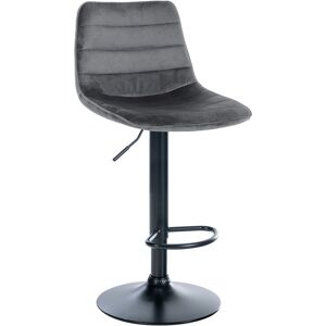 CLP Tabouret de bar reglable pivotant en velours Gris fonce