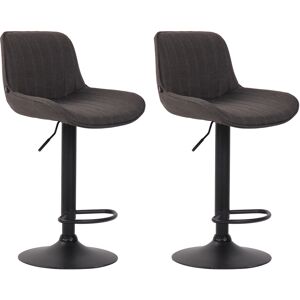 CLP Lot de 2 Tabourets de bar reglable en tissu Gris fonce