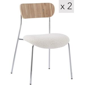 Nordlys Lot de 2 chaises industrielles en metal et bouclettes blanc