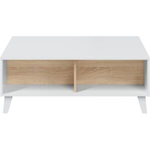 Usinestreet Table basse avec panneau central relevable L100 x P68cm - Blanc / Bois