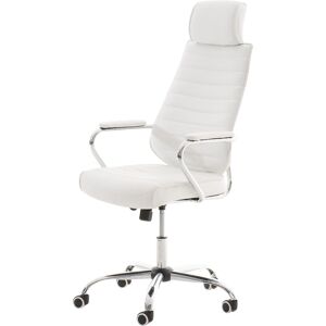 CLP Chaise de bureau reglable pivotant en similicuir Blanc