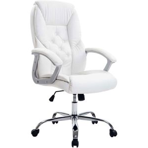 CLP Chaise de bureau reglable pivotant en similicuir Blanc