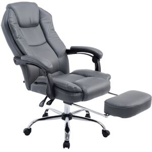 CLP Chaise de bureau reglable pivotante en similicuir Gris