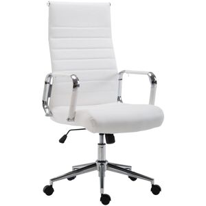 CLP Chaise de bureau reglable pivotant en similicuir Blanc