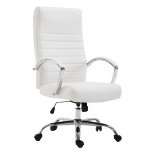 CLP Chaise de bureau reglable pivotant en similicuir Blanc