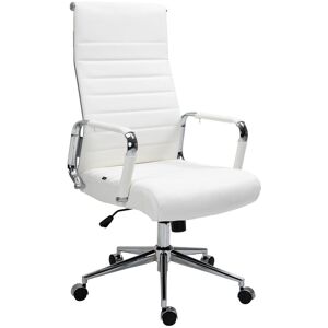 CLP Chaise de bureau reglable Pivotant en veritable cuir Blanc