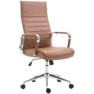 CLP Chaise de bureau reglable pivotant en similicuir Marron clair