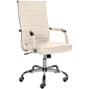 CLP Chaise de bureau reglable Pivotant en similicuir Creme