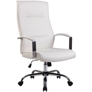 CLP Chaise de bureau reglable pivotante en similicuir Blanc