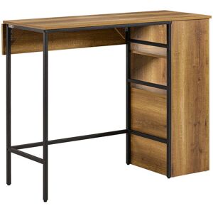 SoBuy Table de bar avec 1 plateau rabattable effet bois marron