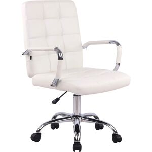 CLP Chaise de bureau reglable pivotant en similicuir Blanc