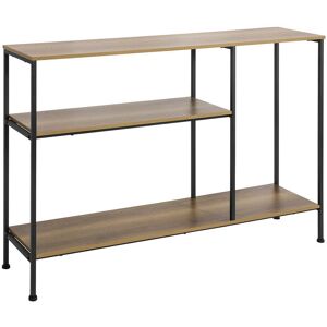 SoBuy Table console 3 etageres cadre en metal noir et effet bois