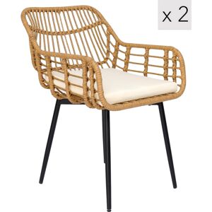 Nordlys Lot de 2 chaises en metal et rotin