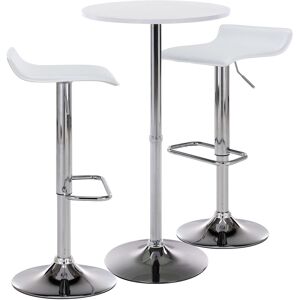 CLP Ensemble table et tabourets de bar 2 personnes en similicuir Blanc