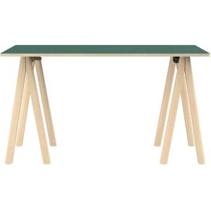 Slean Bureau demontable pieds en bois et plateau vert 130x70cm