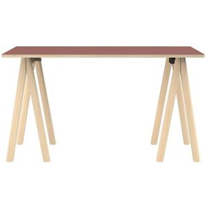 Slean Bureau demontable pieds en bois et plateau rouge 130x70cm