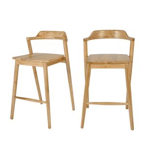Drawer Lot de 2 chaises de bar en teck H65cm bois