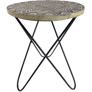 Becquet Table d'appoint en bois beige et metal noir