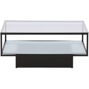 Meubles & Design Table basse carree 90cm en verre 2 plateaux