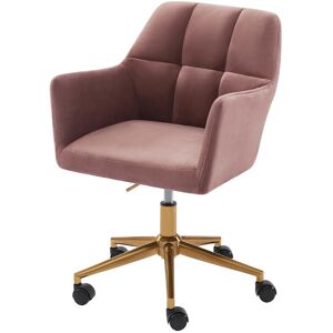 Baita Fauteuil de bureau en velours rose avec pieds dores