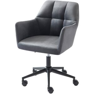 Baita Fauteuil de bureau en velours gris anthracite avec pieds