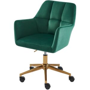 Baita Fauteuil de bureau en velours vert avec pieds dores