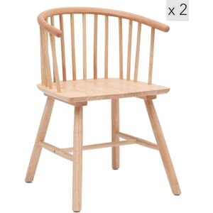 Nordlys Lot de 2 chaises en bois massif naturel