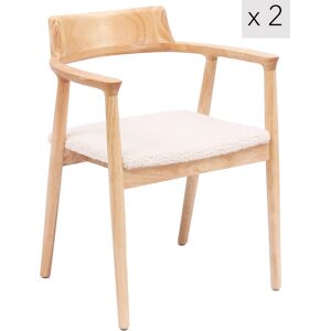 Nordlys Lot de 2 chaises en bois massif et bouclettes naturel